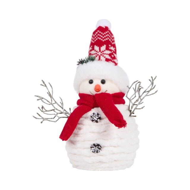 Festive Snowman Standing Decoration White and Red - image 1