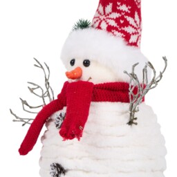 Festive Snowman Standing Decoration White and Red - thumbnail 4