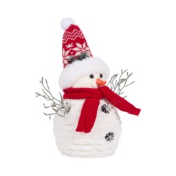 Festive Snowman Standing Decoration White and Red - thumbnail 2