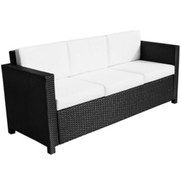 Outsunny 3 Seater Rattan Sofa Black - thumbnail 2