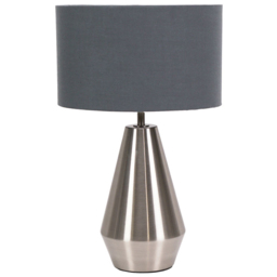 ValueLights Jax Charcoal Grey Shade Brushed Chrome Touch LED Table Lamp
