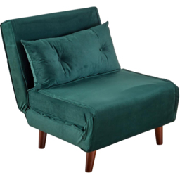 Home Source Single Seater Green Velvet Sofa Bed with Cushion - thumbnail 2