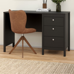 Florence Madrid 3 Drawers Desk Matt Black