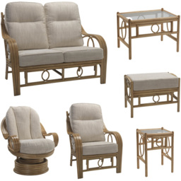Desser Furniture Madrid 4 Seater Jasper Light Oak Swivel Sofa Suite - thumbnail 2