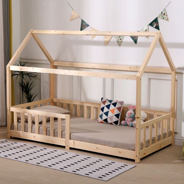 Portland Wood House Natural Kids Bed Frame - image 1