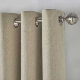 Alan Symonds Linen Look Blackout Ring Top Eyelet Curtains Beige 110 x 137cm - thumbnail 3
