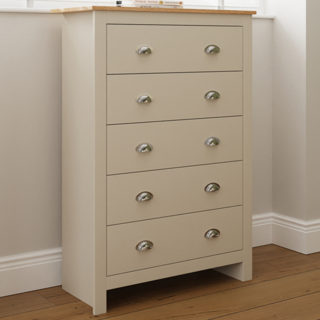GFW Lancaster Cream 5 Drawer Chest of Drawers