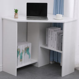 Home Source Wellington 2 Shelf White Compact Computer Corner Desk - thumbnail 1