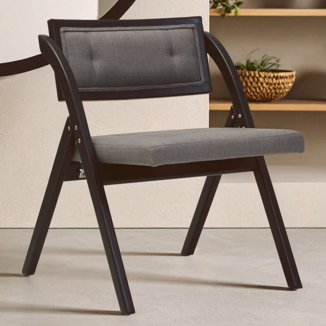 Premier Housewares Cebu Grey and Black Elm Wood Folding Chair - image 1