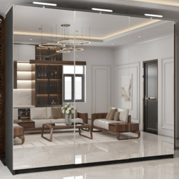 M N Furniture Modern 3 Door Black Mirrored Sliding Wardrobe 250cm - thumbnail 1