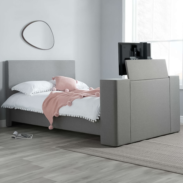 Plaza King Size Grey Bed with TV Bracket - image 1