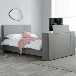 Plaza King Size Grey Bed with TV Bracket - thumbnail 1