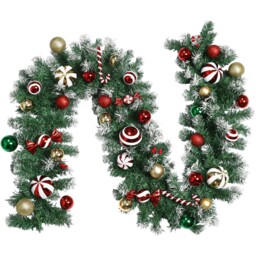 Candy Cane Lane Green Christmas Garland with Bauble 200cm - thumbnail 1