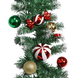 Candy Cane Lane Green Christmas Garland with Bauble 200cm - thumbnail 3