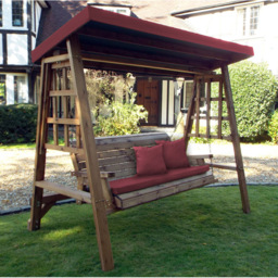 Charles Taylor Dorset 3 Seater Swing with Burgundy Cushions and Roof Cover