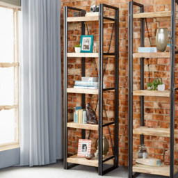Brooklyn Carnaby 5 Shelf Industrial Slim Open Bookcase