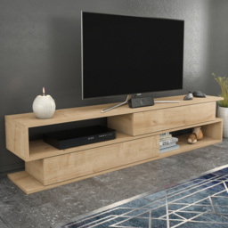 Decorotika Cortez 2 Shelf Oak TV Unit - thumbnail 1