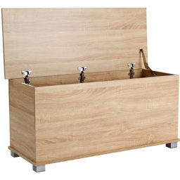 Home Source Malmo Sonoma Oak Effect Ottoman Storage Chest - thumbnail 3