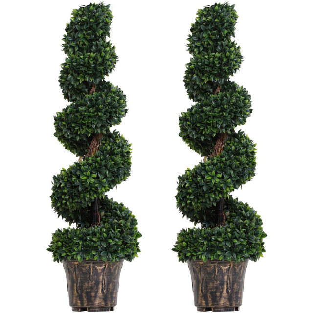 Outsunny Boxwood Spiral Tree Artificial Plant In Pot 4ft 2 Pack - image 1