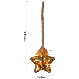 Xmas Haus Brown Light Glass Star Festive LED Christmas Decoration - thumbnail 3
