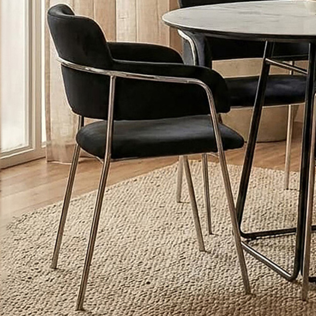 Premier Housewares Tamzin Black Velvet Dining Chair - image 1