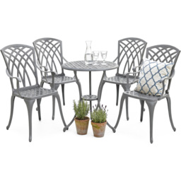 Centurion Oshowa Grey 4 Seater Cast Aluminium Garden Bistro Set - thumbnail 2