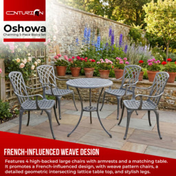 Centurion Oshowa Grey 4 Seater Cast Aluminium Garden Bistro Set - thumbnail 3