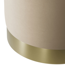 Lara Beige Velvet and Brushed Gold Small Pouffe - thumbnail 3
