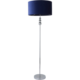 ValueLights Marissa Reni Navy Blue Velvet Shade and Chrome Ball LED Floor Lamp
