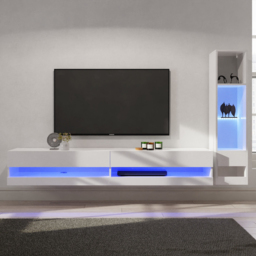 GFW Galicia 6 Shelf White Compact Wall Mounted LED Media Set