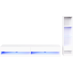 GFW Galicia 6 Shelf White Compact Wall Mounted LED Media Set - thumbnail 2