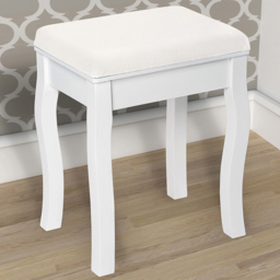 tectake White Rose Pattern Vanity Stool - thumbnail 1