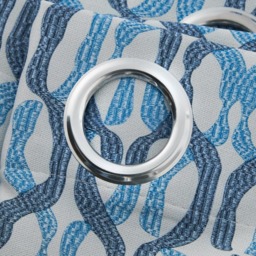 Alan Symonds Bourne Ring Top Eyelet Curtains Blue 168 x 229cm - thumbnail 3