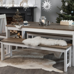 Noa and Nani White and Pine Nordic Bench - thumbnail 3