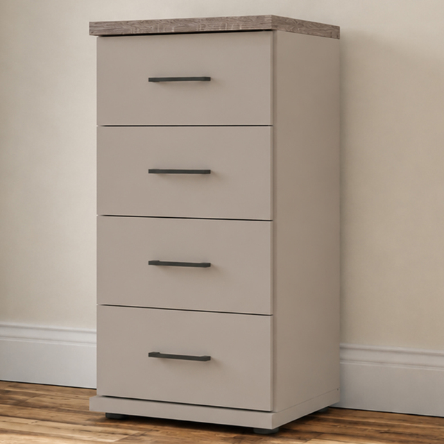 Homebase Truro Grey 4 Drawer Chest of Drawers with Slate Handles - image 1
