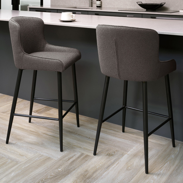 Bentley Designs Rubens Grey Boucle Fabric Upholstered Barstool Set of 2 - image 1
