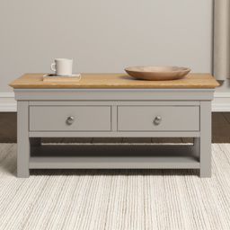 Seconique Bordeaux 2 Drawer Pebble Grey and Oak Coffee Table