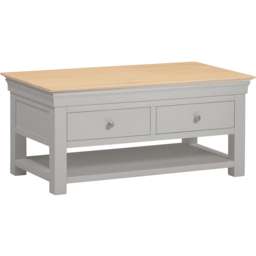 Seconique Bordeaux 2 Drawer Pebble Grey and Oak Coffee Table - thumbnail 2