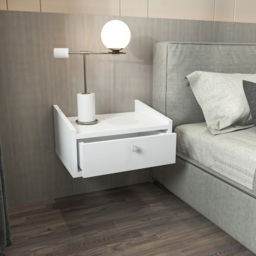 Decorotika Anel White Single Drawer Wall Mounted Bedside Table - thumbnail 4