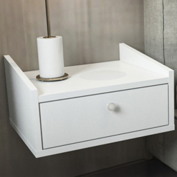 Decorotika Anel White Single Drawer Wall Mounted Bedside Table - thumbnail 1
