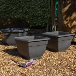 Wham Bell Pot Slate Recycled Plastic Square Planter 37cm 4 Pack - thumbnail 2
