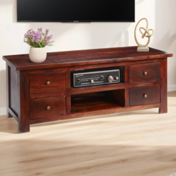 Brooklyn Esma 4 Drawer 2 Shelf Dark Mango TV Unit