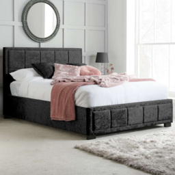 Hannover King Size Black Velour Bed Frame - thumbnail 1
