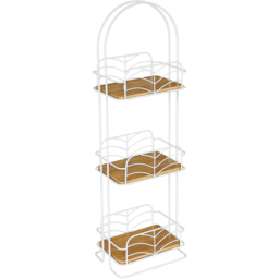 White and Natural 3 Tier Wood Bamboo Storage Caddy