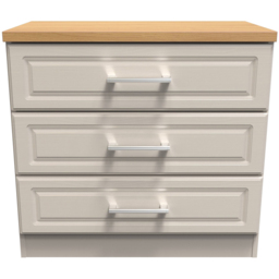 Crowndale Kent Kashmir Ash and Modern Oak 3 Drawer Chest of Drawers Ready Assembled - thumbnail 2