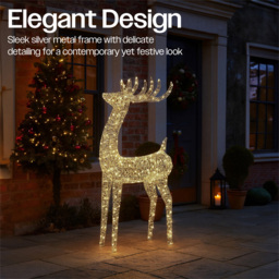 Xmas Haus 600 Warm White Micro LED Silver Deer Christmas Decoration 4ft - thumbnail 3