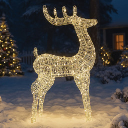 Xmas Haus 600 Warm White Micro LED Silver Deer Christmas Decoration 4ft