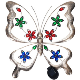 ValueLights Multicoloured Butterfly Solar Outdoor Ornament Light
