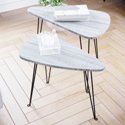 Vida Designs Brooklyn Grey Oval Industrial Nest of Tables Set of 2 - thumbnail 1