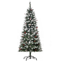 StarBright Snow Dipped Green Artificial Christmas Tree with Foldable Feet 5ft